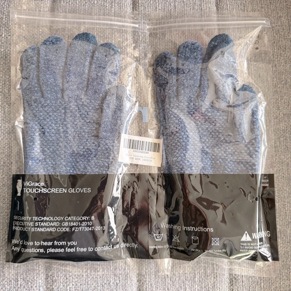 New! ViGrace women’s blue thermal touchscreen soft gloves